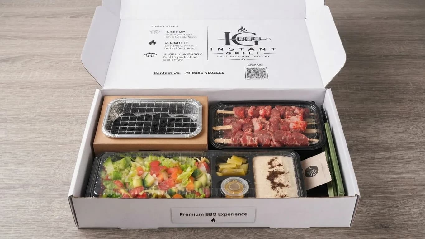 Everything that comes in an Instant Grill box laid out